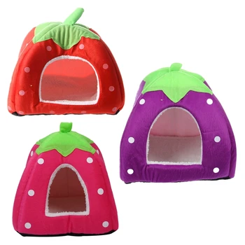 

Soft Strawberry Pet Igloo Dog Cat Bed House Kennel Doggy Cushion Basket Red