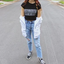 Рваные джинсы для женщин длиной до щиколотки, хлопок, высокая талия, уличная одежда, светильник, синие прямые брюки