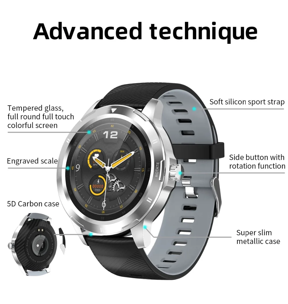 2020 K15 Smart Watch Men New Rolling menu fitness sports tracker Temperature smarthwatch Changable Strap For Android IOS Phone (8)
