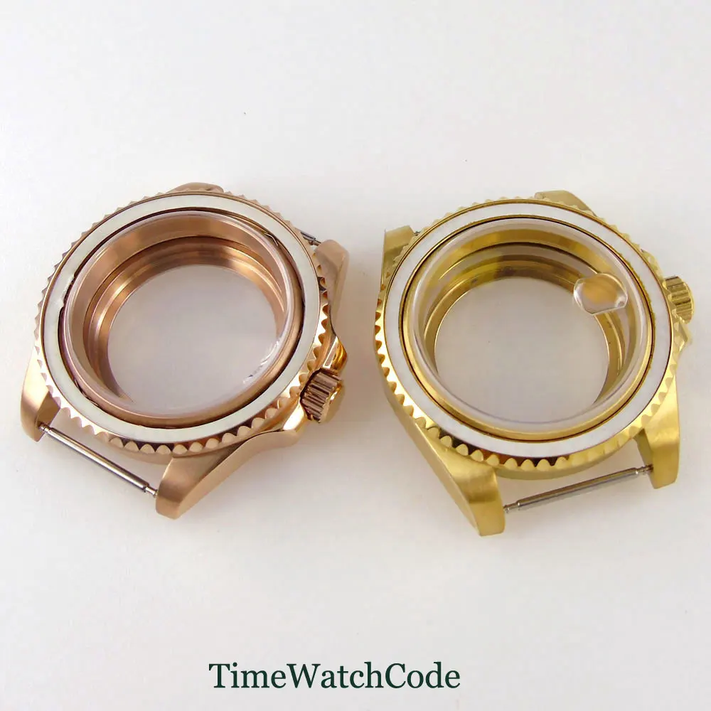 

40mm Golden Look Watch Case Spare Parts Fit For NH35A NH36A Miyota8215 ETA2836 Movement Without Bezel Insert Sapphire Crystal
