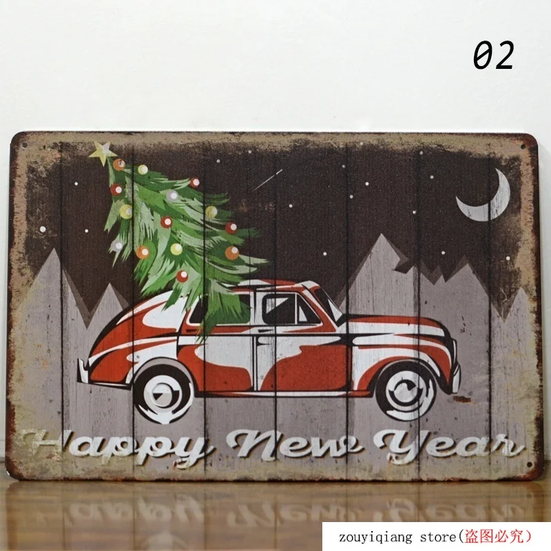 Merry Christmas металлический знак Merry& Bright антикварный грузовик и дерево