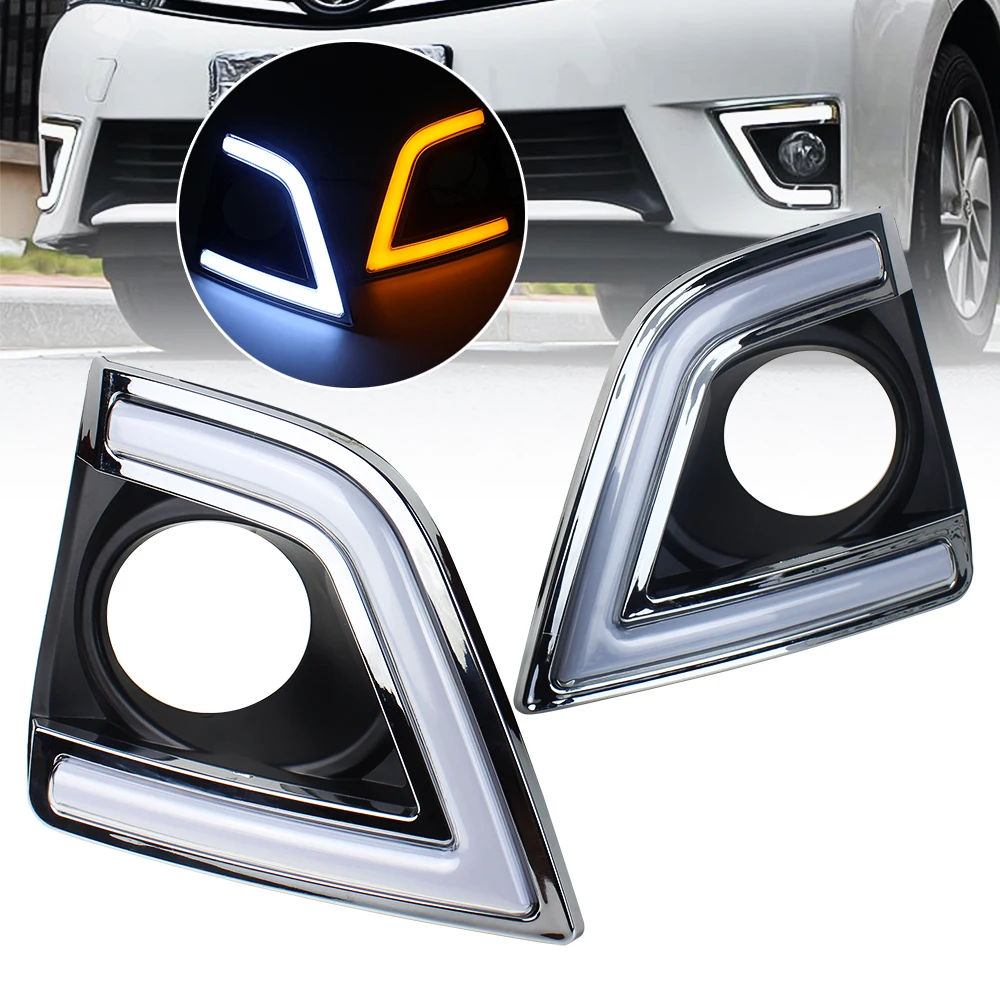 

Car DRL Accessories 2pcs LED DRL Daytime Running Lights with Yellow Turn Signal Light for Toyota Corolla 2014 2015 2016