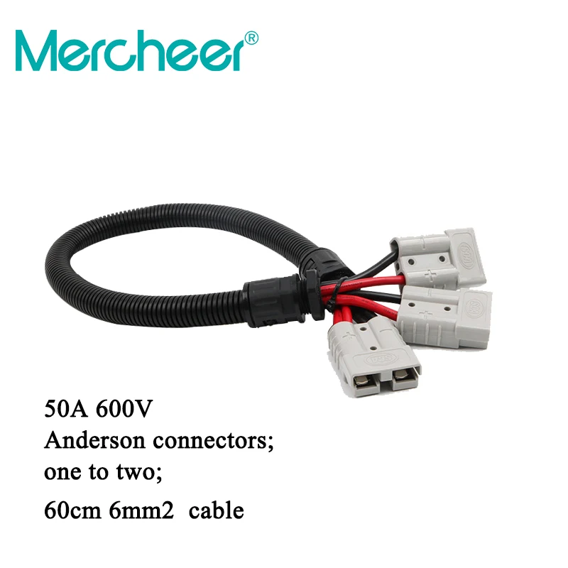 

6mm2 60cm Cable Power connector charging plug forklift connector UPS battery power plug-in 2 branches 50A 600V