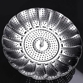 

Thicken Retractable Stainless Steel Steamer Round Non-magnetic Large Steaming Box Steaming Fruit Bowl Basket Steaming Rack