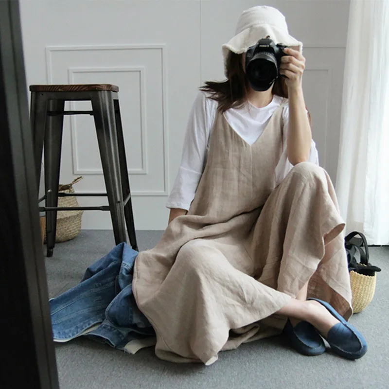 

2018 Summer New Style Cotton Linen Style Large Size One-piece Suspenders Casual Versatile Loose Linen Overalls