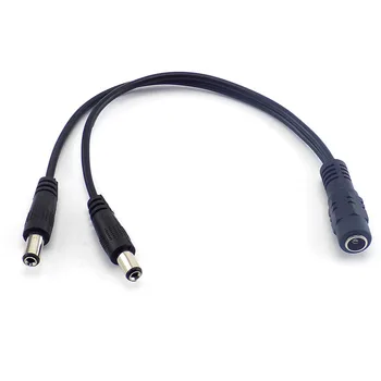 

5.5mm*2.1 DC 12V 1 Female to 2 Male way connector Splitter Plug DC Power Supply extend Cable for Camera led strip light J17