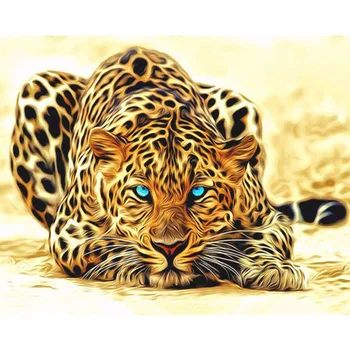 

DIY oil Painting By Numbers Kits Leopard canvas Paint By Numbers oil paint and acrylic paint brush kits For Wall Art Picture