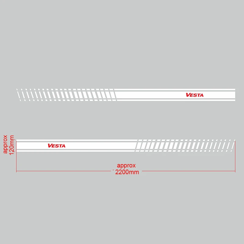 2 шт./лот, наклейка для автомобиля, боковая юбка, наклейка для Lada Vesta, автомобильные наклейки s, автомобильные аксессуары - Название цвета: SILVER WHITE