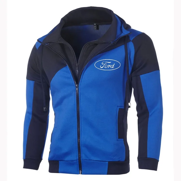 Для Ford толстовка с капюшоном куртка мужская мода для Ford логотип молния толстовка хлопок двойная молния Толстовка Пальто Верхняя одежда B