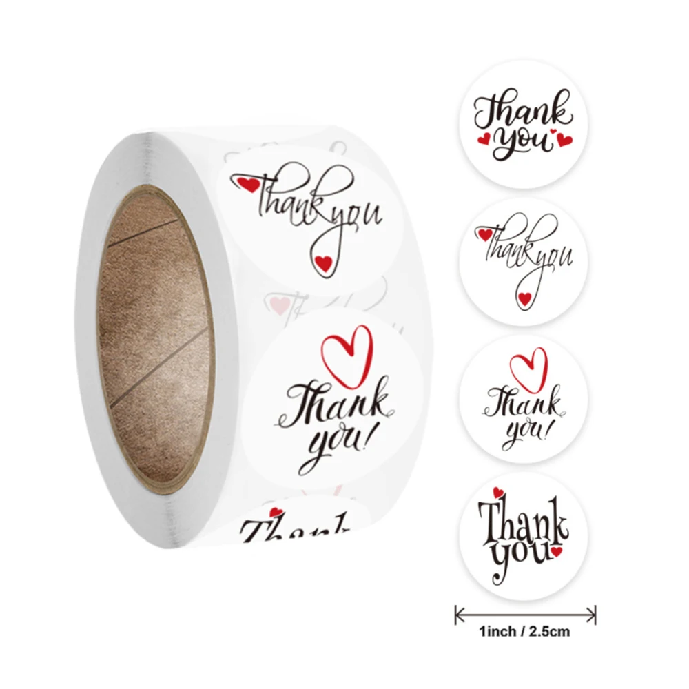 白底红心thank you贴纸2