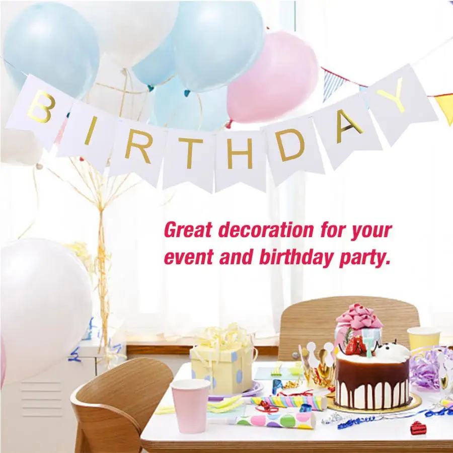 Happy Birthday Happy Birthday Flag Bronzing Letter Hanging Event Party Background Decoration Party Supplies Gold