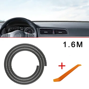 

Car Dashboard Sealing Strips 1.6M Carbon Fiber Style Car Dashboard Windshield Rubber Gap Sealing Strip Trim