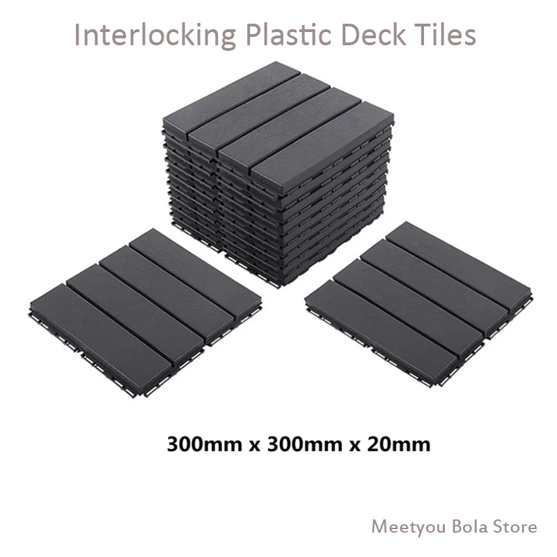 Thick Interlocking Plastic Deck Tiles, Thickness Garage Floor Mats, Tiles Slab for Workshop and Balcony, 30x30x2cm