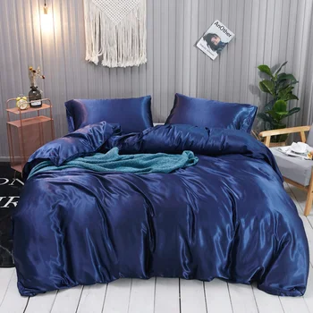 

3 Pcs 100% pure satin silk bedding set Home Textile King size bed set bedclothes duvet cover flat sheet pillowcases Wholesale