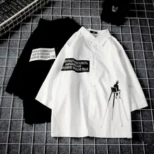 Men's Short Sleeve Shirt 2020 Spring Summer New Handsome Wild Loose Cartoon Print Shirt Young Personality Fashion Men's Wear Shirts Men's Short Sleeve Shirt 2020 Spring Summer New Handsome Wild Loose Cartoon Print Shirt Young Personality Fashion Men's Wear Shirts