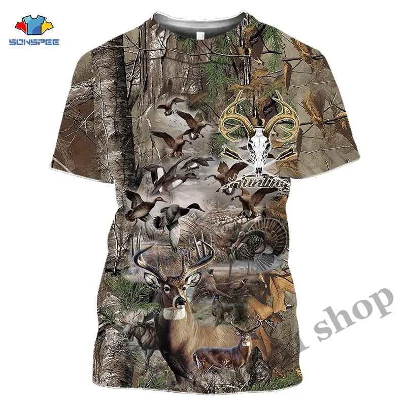 Animal Deer Anime 3D Print Camo T Shirts Elk Hunter Men's Clothes Women Funny Hunting T-shirt Harajuku Tops Homme Short sleeve (10)
