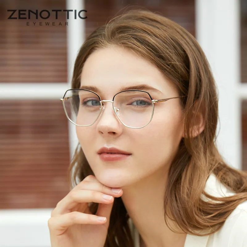 Женские винтажные очки ZENOTTIC большие квадратные в оправе из сплава оптические по