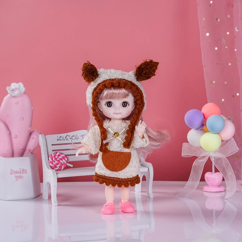 New 16cm BJD Mini Doll 13 Movable Joints 1/12 Fashion 3D Big Eyes Beautiful DIY and Cute Clothes Skirt Girl Toy Gift | Игрушки и хобби