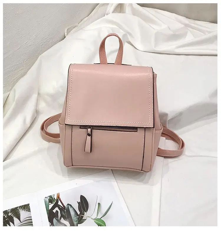 Pink Модный женский рюкзак из искусственной кожи, прочный рюкзак для отдыха и путешествий, задний карман на молнии, противоугонная женская сумка на плечо - Цвет: Pink