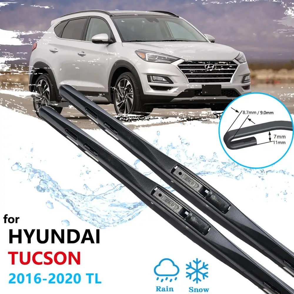 Escobillas de limpiaparabrisas delantero y trasero compatibles con Hyundai  Tucson TL MK3 2016 2017 2018 2019 2020 2021 para parabrisas de ventana