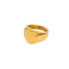 PVD 18k Gold Plated Chunky Stainless Steel Heart Signet Rings for Women Girls Fashion Jewelry Gift Waterproof 1