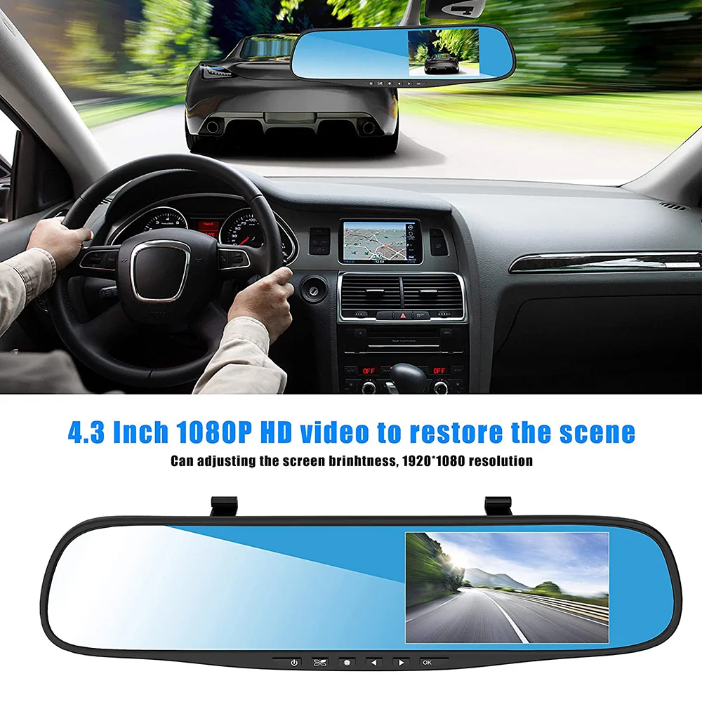 Full HD 1080P Car DVR Camera Auto 4.3 Inch Rearview Mirror Dash Digital Video Recorder Single & Dual Lens Registration Camcorder |