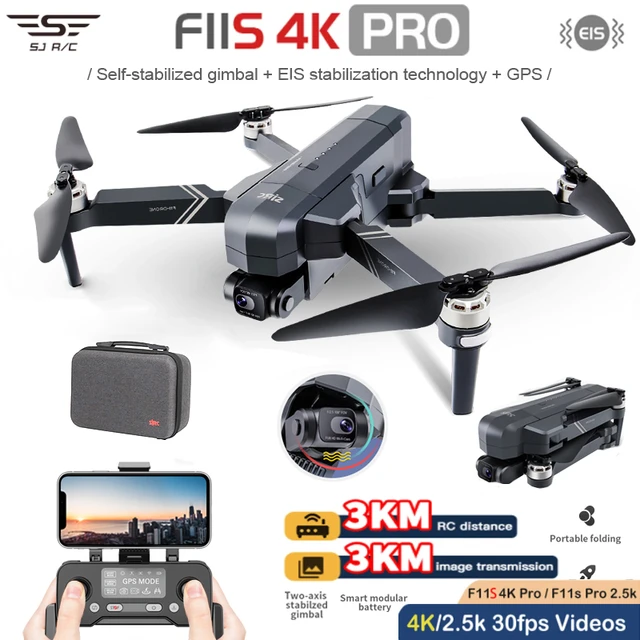 Dron Volador SJRC F11s PRO Cámara 4K Ultra HD WiFi 5G 3Km Control Remoto  Recargable EIS (1 Batería)