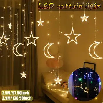 

2.5/3.5m LED String Lights Pentagram Star Curtain Light Fairy Wedding Birthday Christmas Lighting Indoor Decoration Light 220V