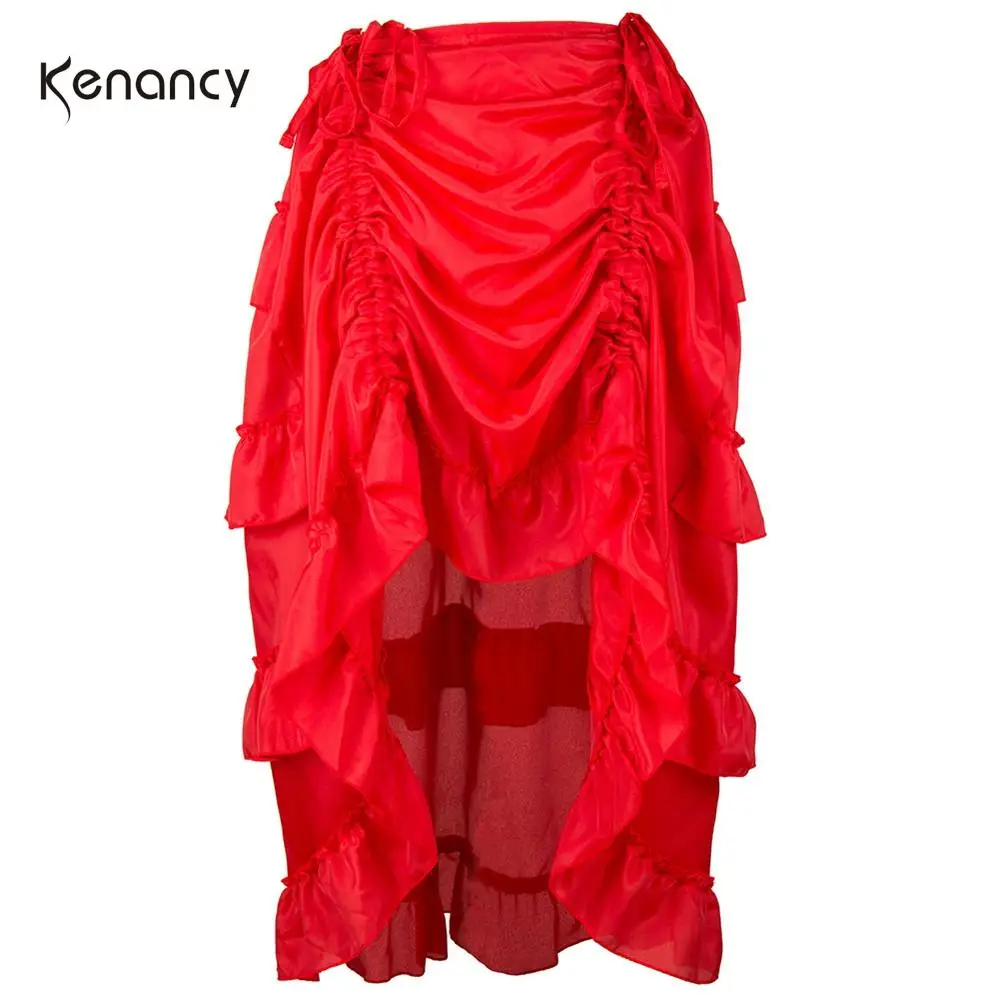 Kenancy, однотонная женская винтажная юбка, осень, карибы пираты, Feminino Vestidos размера плюс, асимметричные плиссированные Женские повседневные юбки