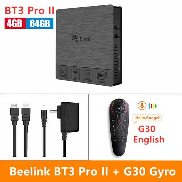4G 64G G30 Gyro BT3 Pro II ТВ приставка 4 Гб 64 Гб Intel Atom X5-Z8350 Intel HD graphics 400 Beelink BT3 Pro мини-ПК Win 10 BT 4,0 1000 Мбит/с медиаплеер - Цвет: 4G 64G G30 Gyro