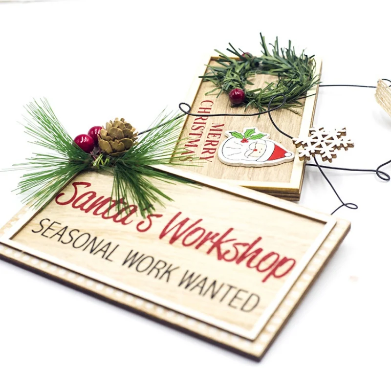 Christmas Pendant Decorations Xmas Wooden Signs Hanging Ornaments Holiday Decor