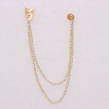 Europe And America Fashion Metal Mask Brooch Versatile Tassels Cool for Both Men And Women Brooch Corsage Decoration Wholesale