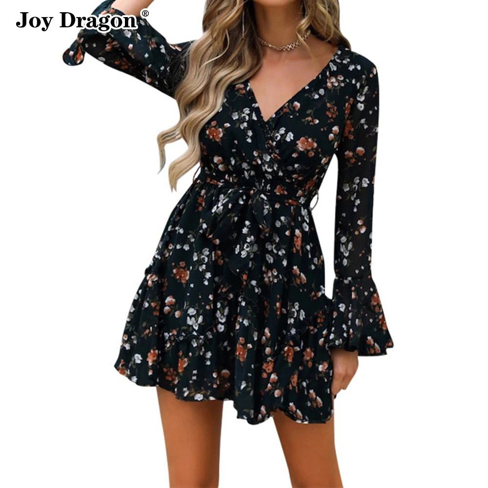 Summer Dress 2021 Party Female Casual Floral Elegant Plus Size Womens Ruffle Sundress Light Sexy