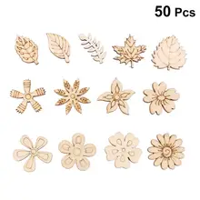 50 шт DIY Дудл учебная игрушка цветок листья Натуральный Деревянный ломтик украшения для скрапбукинга самодельный декоративный дизайн-случайный узор