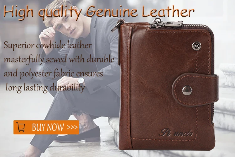 Piuncle Brand Mens Thin Leather Wallets For Money And Cards Male Purse Coin Pocket Zipper Rfid Protection Sleeve Sim Card New