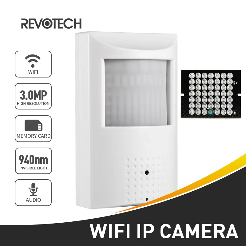 H.265 wifi 3MP/1080 P IP камера 940nm Невидимая камера ночного видения Мини Крытая P2P система безопасности с слотом для sd-карты(128G макс