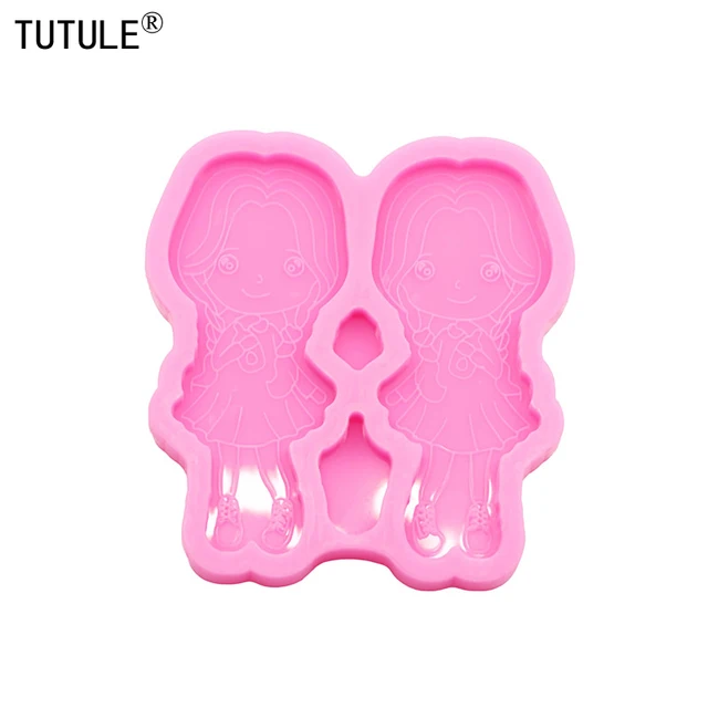 1-2 Pcs Fényes Lány Morticia Addams Kulcstartó Szilikon Penész Fondant Sütemény Rugalmas Polimer Agyag Gyanta Fülbevalók - Image 3