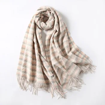 

ANew Knitted Winter Scarf Women Patchwork Solid Cashmere Scarves Wraps Keep Wram Shawls Female Pashmina Lady Blanket Shawls D016