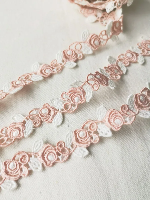 pink Великолепные цветные маленькие цветочные водорастворимые тонкие кружева аппликация лента DIY головной убор сумка Пояс Обувь Одежда юбка отделка Dentelle - Цвет: pink