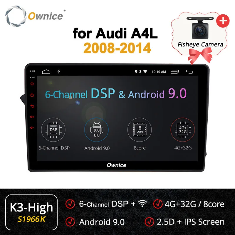 Ownice K1 K2 K3 8 Core Android 9,0 32 Гб ПЗУ поддержка 4G LTE SIM сети автомобиля gps для Audi A4L 2008- радио плеер - Цвет: S1966 K3-High