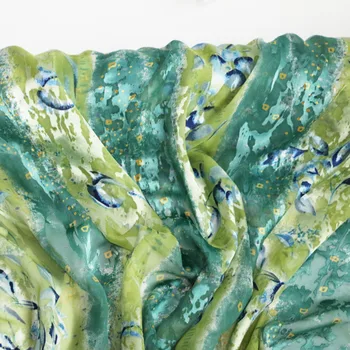 

100cm*110cm burnout silk cloth jacquard beach dress fabric natural silk