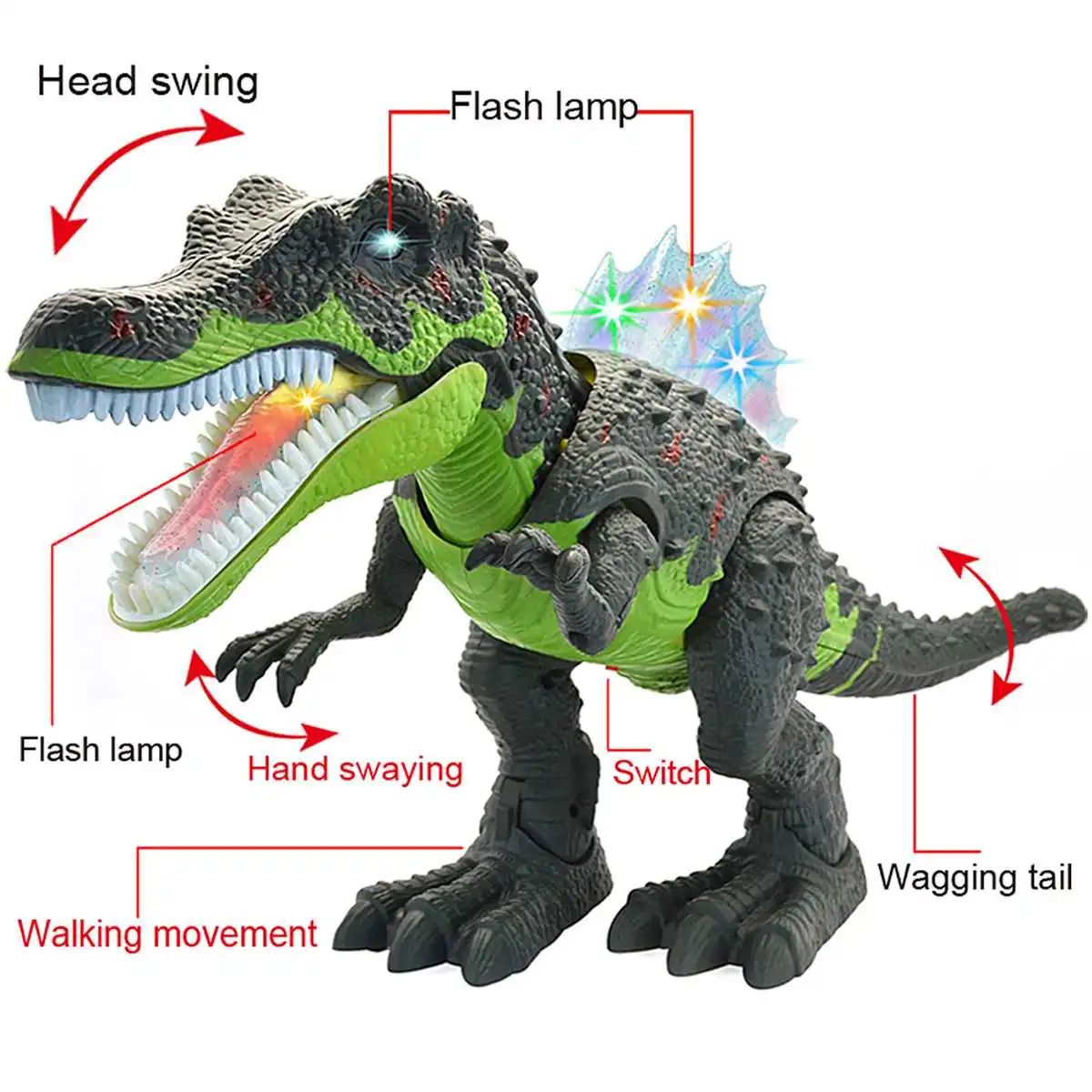 Большая Электрическая Интерактивная прогулочная звуковая лампа динозавр литье под давлением модель игрушки Ранние развивающие игрушки для детей подарок для детей 4 цвета