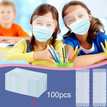

100PCS Disposable Clear Mask Protection Face Cover Transparent Removable Buttons Face Masks For Children Kids mascarillas ninos