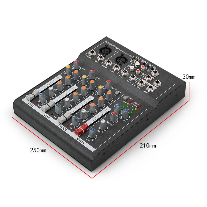Портативный 4 канала 48 в bluetooth аудио микшер USB DSP усилитель цифровой DJ микшерный пульт беспроводной караоке плеер MP3 Разъем