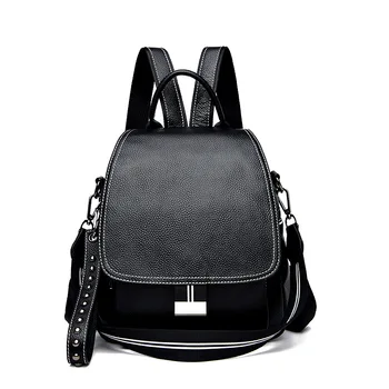 

2020 new leather female bag first layer cowhide female clamshell ladies bag shoulder bag anti-theft backpack