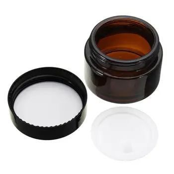 

1pc/2pcs 30ml Amber Glass Facial Cream Empty Jar 30ml 1OZ Cosmetic Sample Container Travel Refillable Bottles Pot Black With Lid
