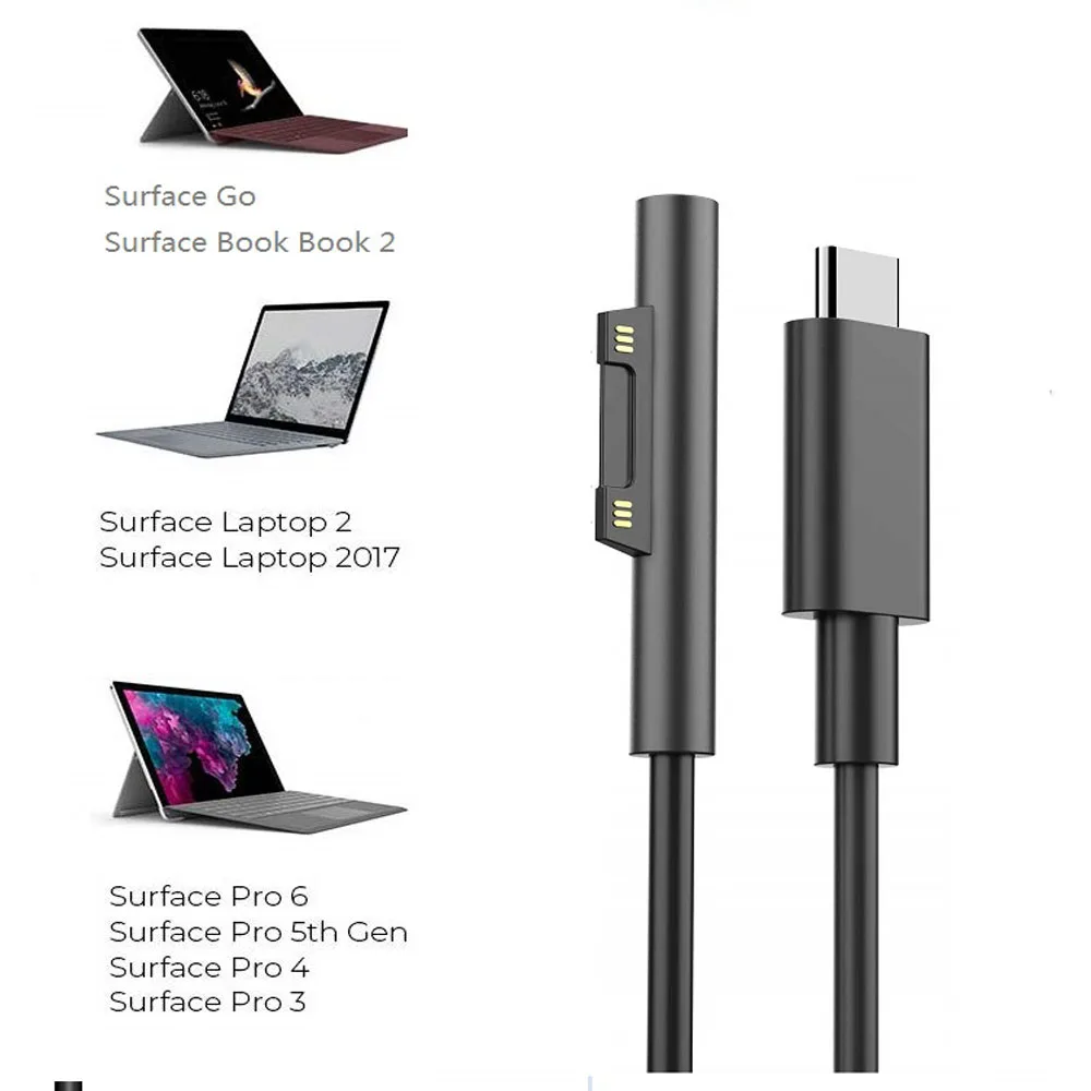 Зарядное устройство 100W TYPE C PD для Surface Pro X, Pro 7, Pro 6, Pro 5, Pro 4, Pro 3, Surface Book 2, зарядное устройство 12V 15V 2.58A 4A 6.3A