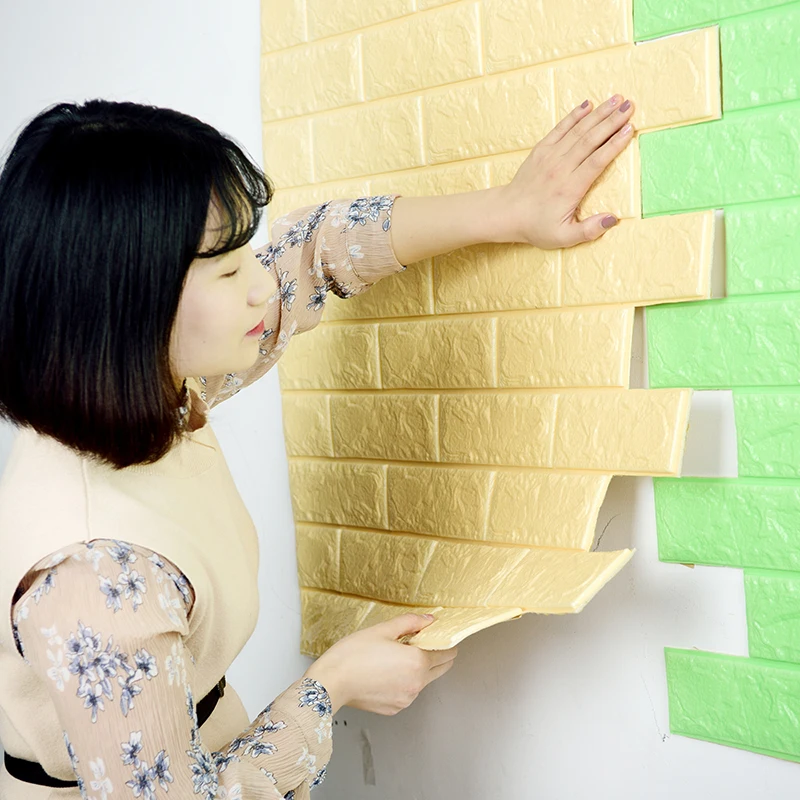 

DIY 70x77cm PE Foam 3D Wall Stickers Safty Home Decor Wallpaper DIY Wall Decor Brick Living Room Kids Bedroom Decorative Sticker