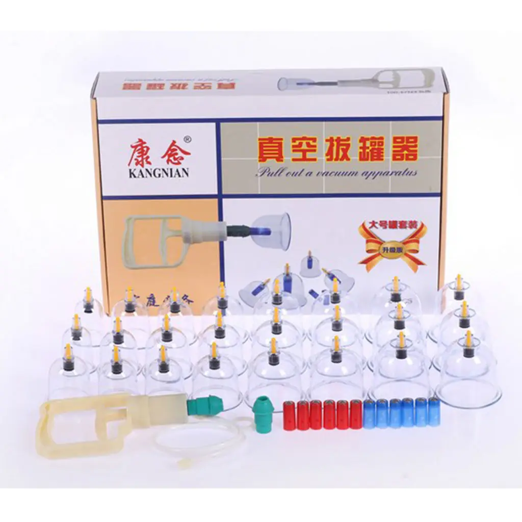 Набор из 24 вакуумных банок для антицеллюлитного массажа с набором всасывающих