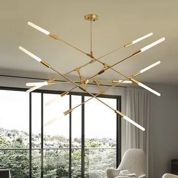 

Hot Postmodern LED Golden Chandelier Lighting Nordic Iron Dining room Island Lamps Living Room Restaurant Bedroom Hanging lights